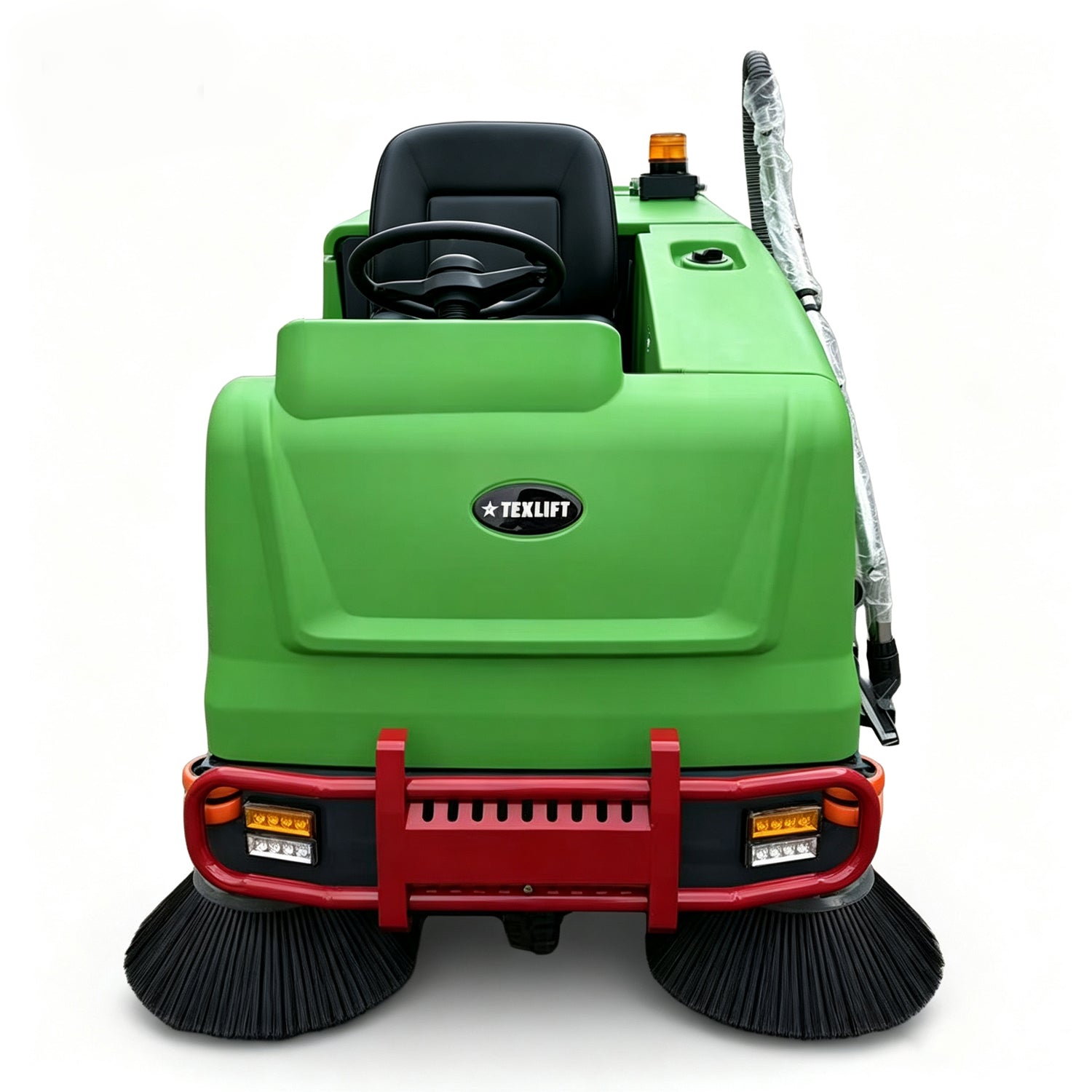 57" Ride-On Industrial Floor Sweeper & Scrubber with High-Pressure Washer & Suction Hose | US-TX SCSWHP42