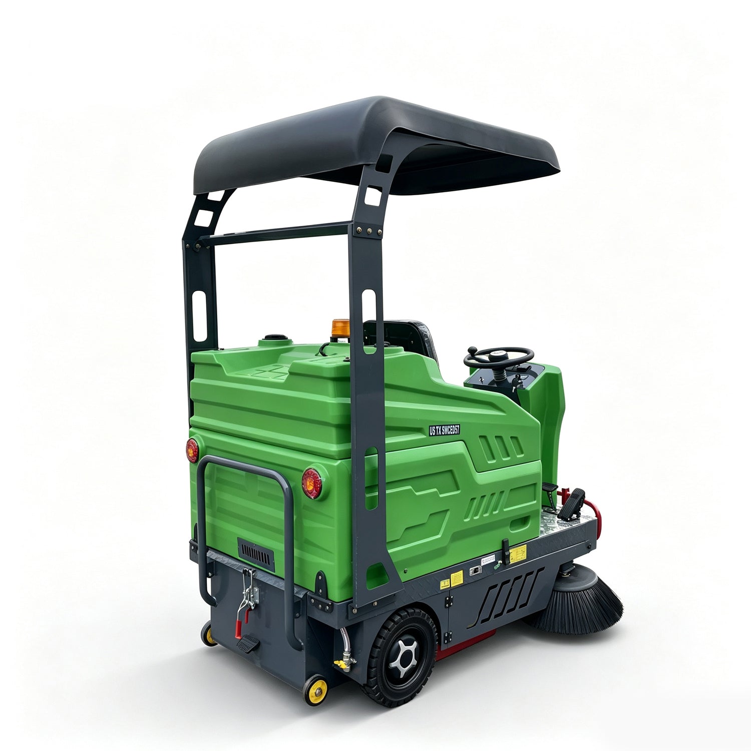 57" Ride-On Electric Floor Sweeper with Canopy, 48-Gallon Hopper | US-TX SWCED57