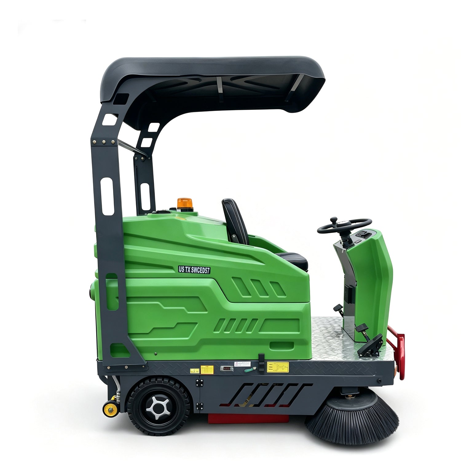 57" Ride-On Electric Floor Sweeper with Canopy, 48-Gallon Hopper | US-TX SWCED57