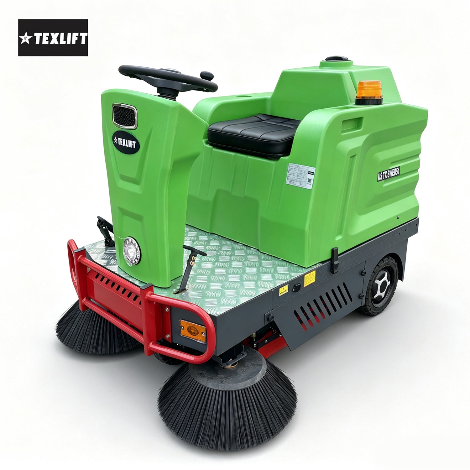 51" Ride-On Electric Floor Sweeper, 24-Gallon Hopper | US-TX SWED51