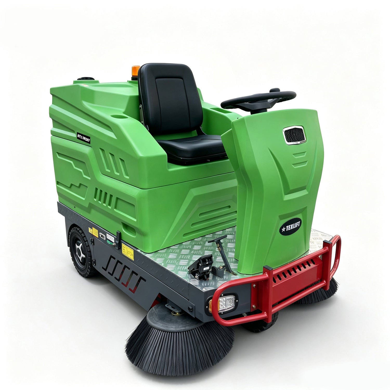 57" Ride-On Electric Floor Sweeper, 48-Gallon Hopper, Dust Control | US-TX SWED57