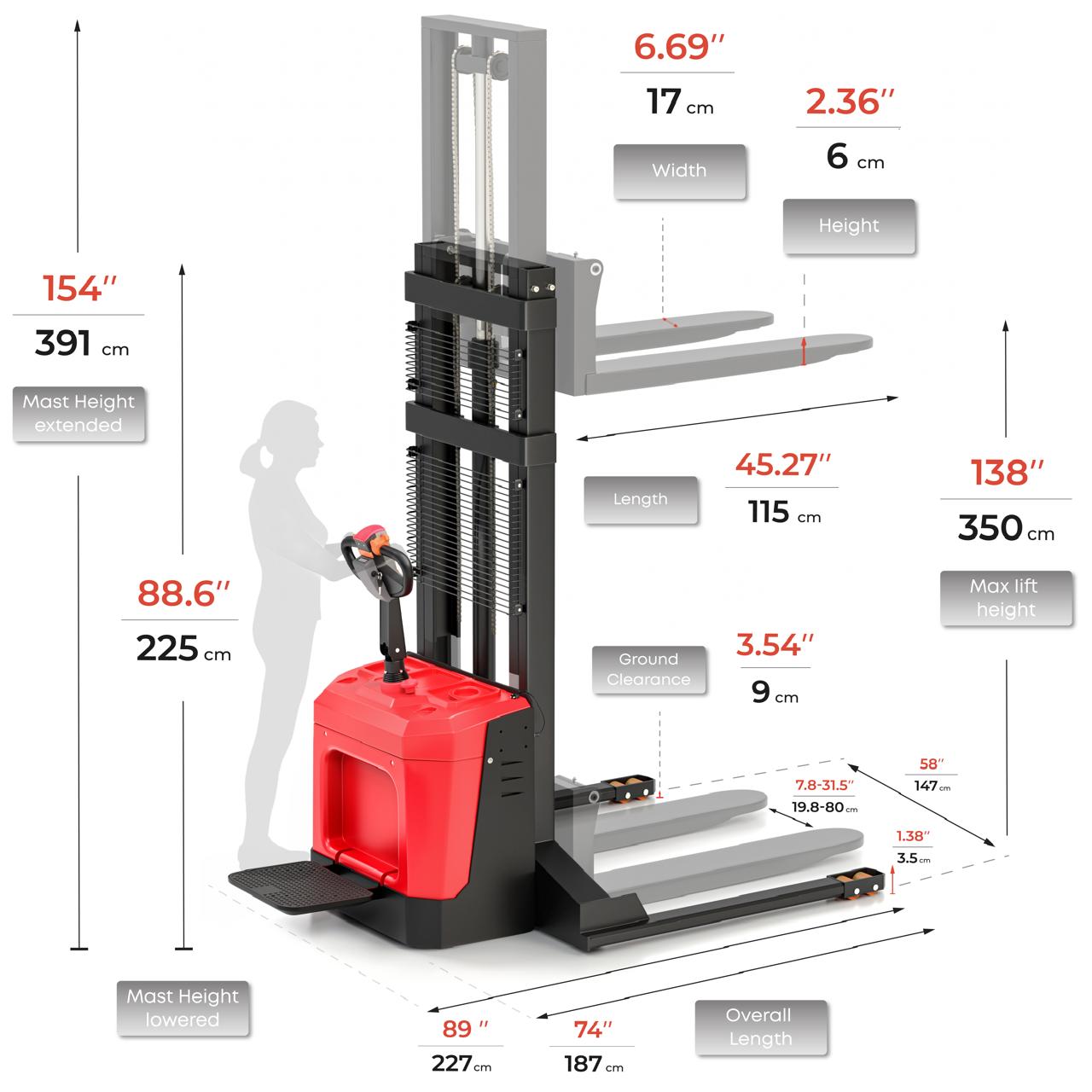 Electric Pallet Forklift Walkie Stacker Straddle with Leg Stand 3300Lbs Lift 138 Inch -  TEXLIFT