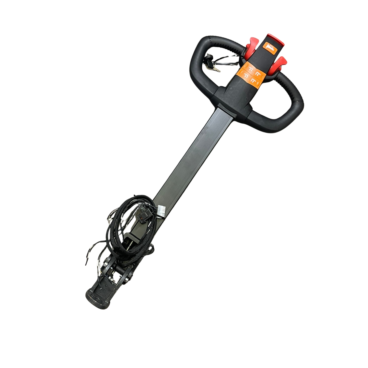 Frei Handle for Electric Pallet Stacker on a white background