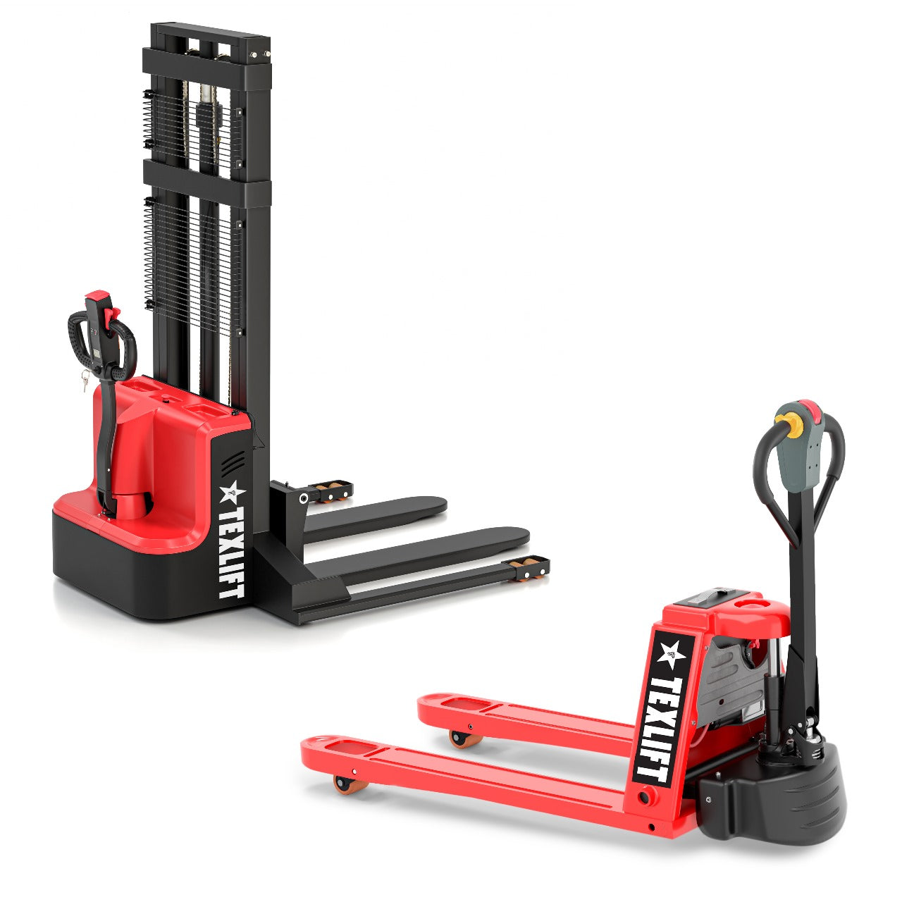Full Electric Pallet Stacker 98"Lift  & Pallet Jack Package 3300Lbs – Heavy-Duty Lifting & Transport Solution