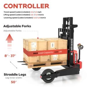 3,300 lb Off-Road Electric Pallet Stacker 8 ft (98 in) Lift | Lithium | US-ESOFR33K 98 PRO - TEXLIFT
