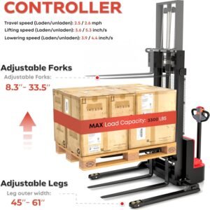 Adjustable Electric Walkie Stacker – 3300Lbs Capacity, 98" Lift Height - TEXLIFT