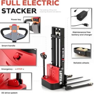Adjustable Electric Walkie Stacker – 3300Lbs Capacity, 98" Lift Height - TEXLIFT