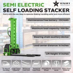 Agile & Efficient 1100 Lbs Semi-Electric Self-Stacker – Lightweight & Reliable - TEXLIFT