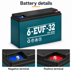12V 32Ah Sealed Lead Acid Battery 6-EVF-32 – Deep Cycle Electric Stacker Replacement (4-Pack)