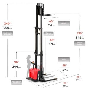 Electric Pallet Stacker Rider Type – 18ft (216 inch) Lift, 3300 lbs, Model US-AS35 216 - TEXLIFT