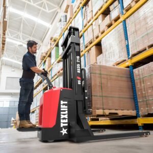 Electric Pallet Stacker Rider Type – 18ft (216 inch) Lift, 3300 lbs, Model US-AS35 216 - TEXLIFT