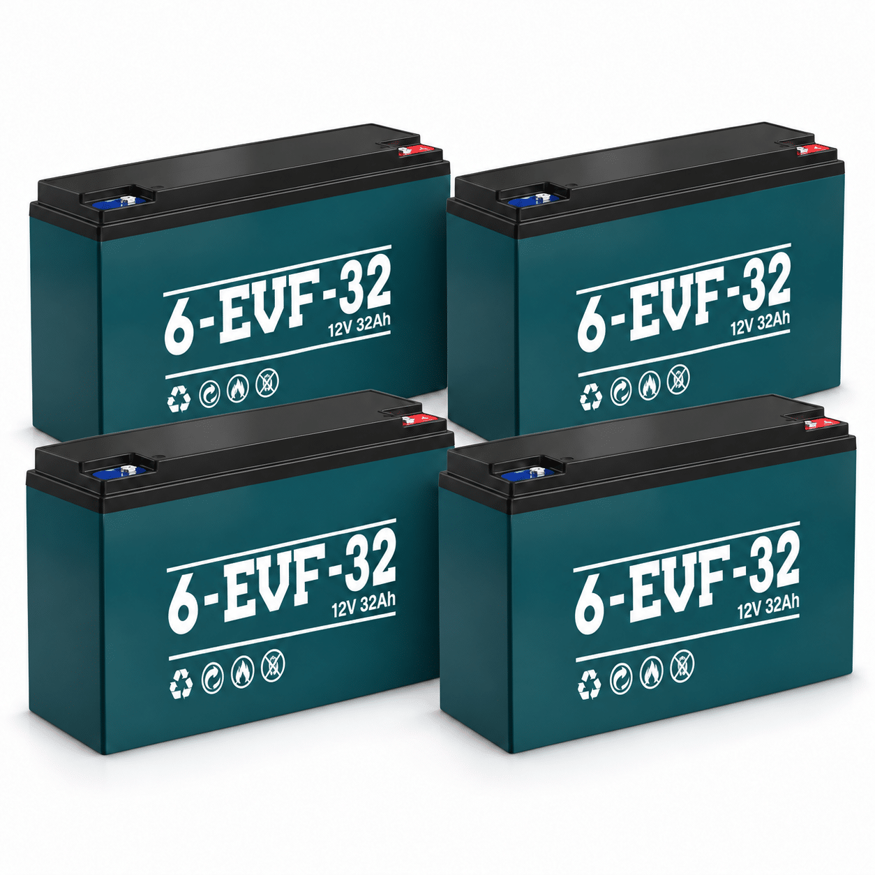 12V 32Ah Sealed Lead Acid Battery 6-EVF-32 (4-Pack) – Deep-Cycle Replacement Battery Set for Texlift Electric Pallet Stackers