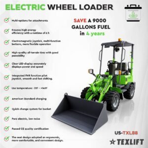 Texlift Electric Wheel Loader – Compact Battery-Powered Loader for Farm and Construction Use