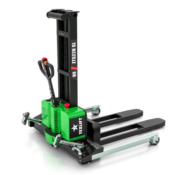 TEXLIFT US-ZTS22K SL – Full Electric Self-Loading Pallet Stacker, 2,200 lbs Capacity, 51” Lift Height