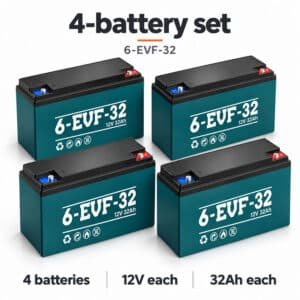 12V 32Ah Sealed Lead Acid Battery 6-EVF-32 – Deep Cycle Electric Stacker Replacement (4-Pack)